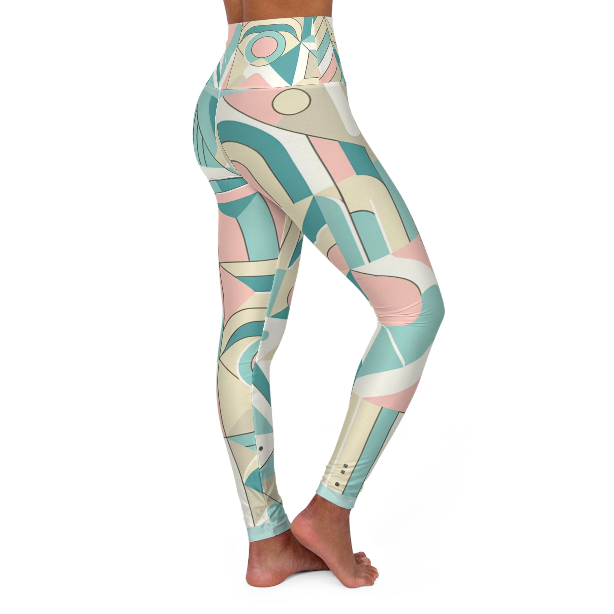 Elegant Geometric Patterned Leggings in Pastel Shades - Comfort Meets Style