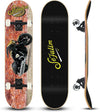 Sefulim 31 x 8 Inch Complete Skateboard 7 Layer Canadian Maple Double Kick Deck Skateboard for Boys Girls Teens Adults Beginner