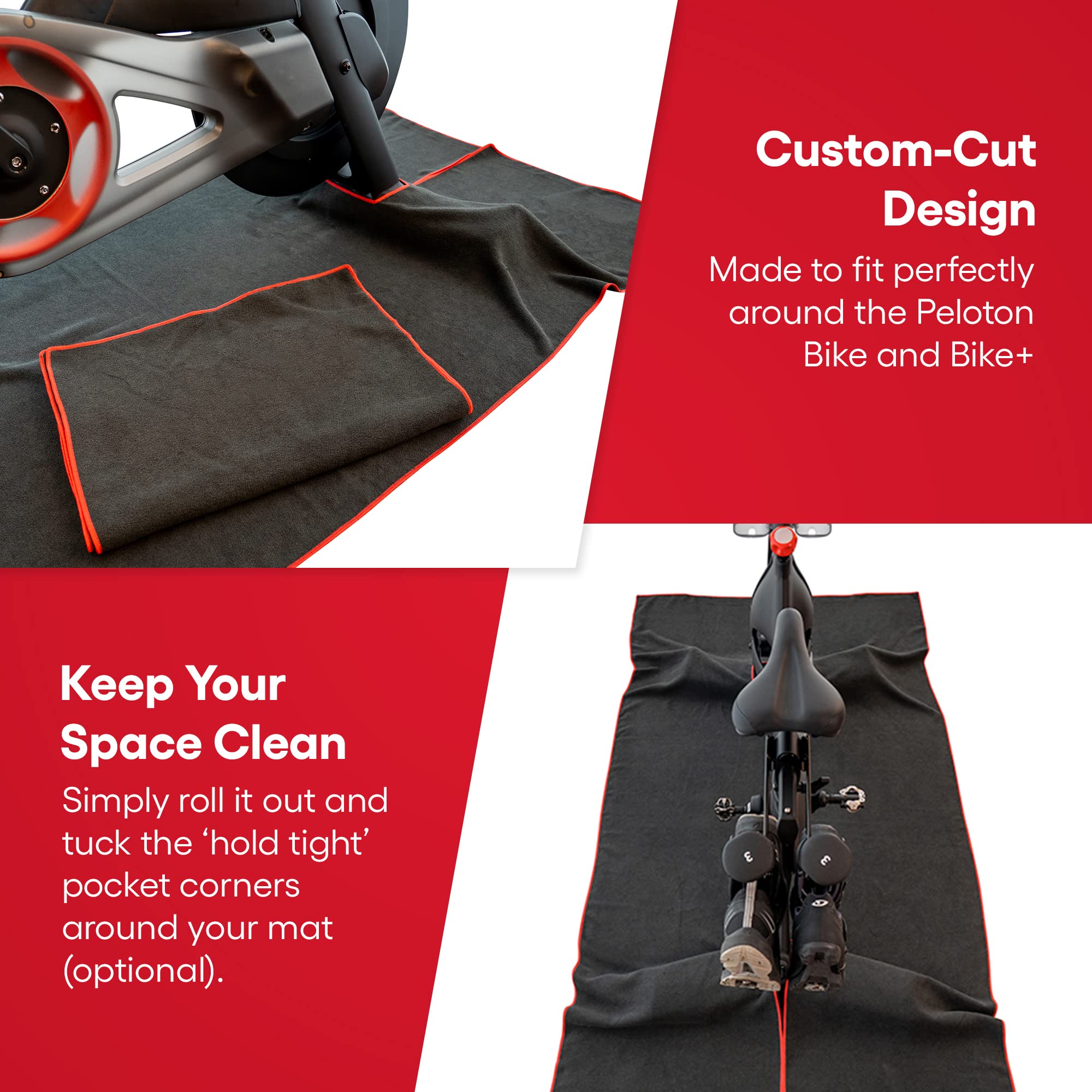 TrubliFit Mat Sweat Towel for The Peloton Bike & Bike+ Accessories for Peloton - Easy Cleanup for Intense Hill Climbs