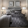 SOIREE - Luxury Ogee Velvet Duvet Cover - Super King Bedding Size (260 x 220cm) - 2x Pillowcases - Soft & Cosy Velvet Bedding in Slate Grey - Jacquard