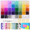 Funtopia 36 Colors Glass Beads for Bracelet Making, 8mm 1060 Pcs Crystal Gemstone Beads Imitative Jade Bead for Jewellery Making Coloured Big Hole