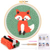 JSRQT Punch Needle Kit for Adults Beginners DIY Punch Needle Kits with Fox Pattern Handcraft DIY Embroidery Starter Kit Craft with Instructions Hoop