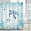 Dazzlewall Sea Turtle Shower Curtain, Teal Blue Nautical Ocean Beach Waterproof Bathroom Curtain 180x180cm, Mildew & Mould Resistant Polyester Fabric