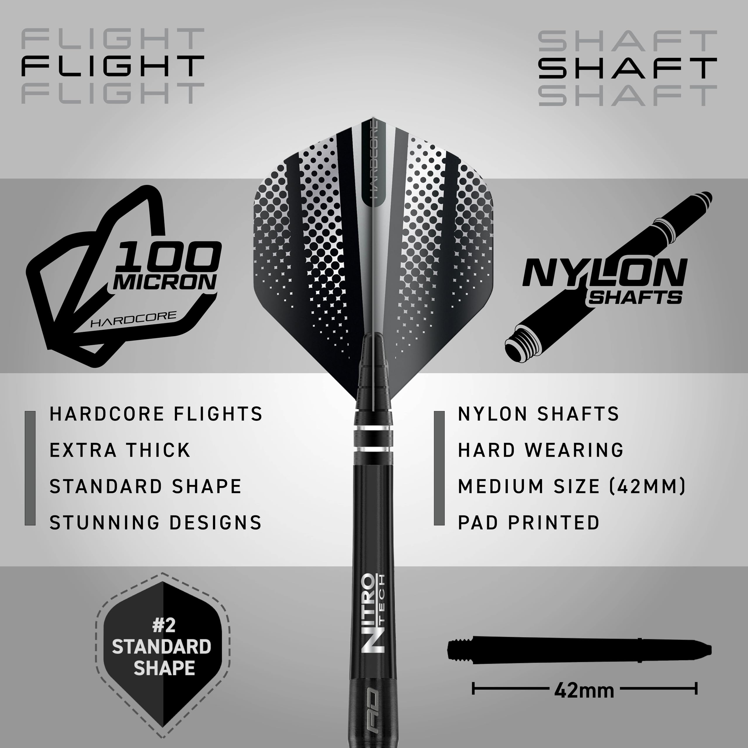 RED DRAGON Razor Edge Black 26g - Tungsten professional steel tip darts set with Dart Flights and Dart Shafts (stems)