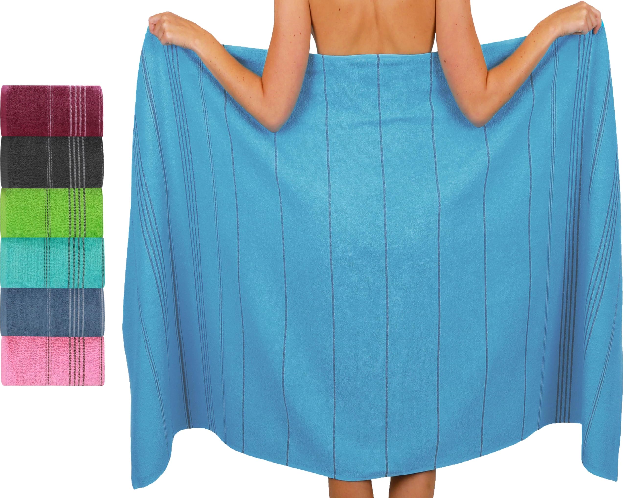 Betz XXL bath towel - large beach towel - sauna towel made of 100% cotton - beach towel - 90x180 cm ? LINES colour aqua blue