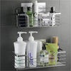 Poywaze Shower Caddy, Adhesive Bathroom Caddy, Stainless Steel Bathroom Organiser, Shower Organiser No Drilling, Rectangle, Silver(Set of 2)