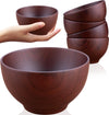 Set of Four Traditional Japanese Rice Bowls Made from Chestnut Wood - 12 cm - Serve Rice, soups, Desserts and Snacks with Asian Style (Dark)