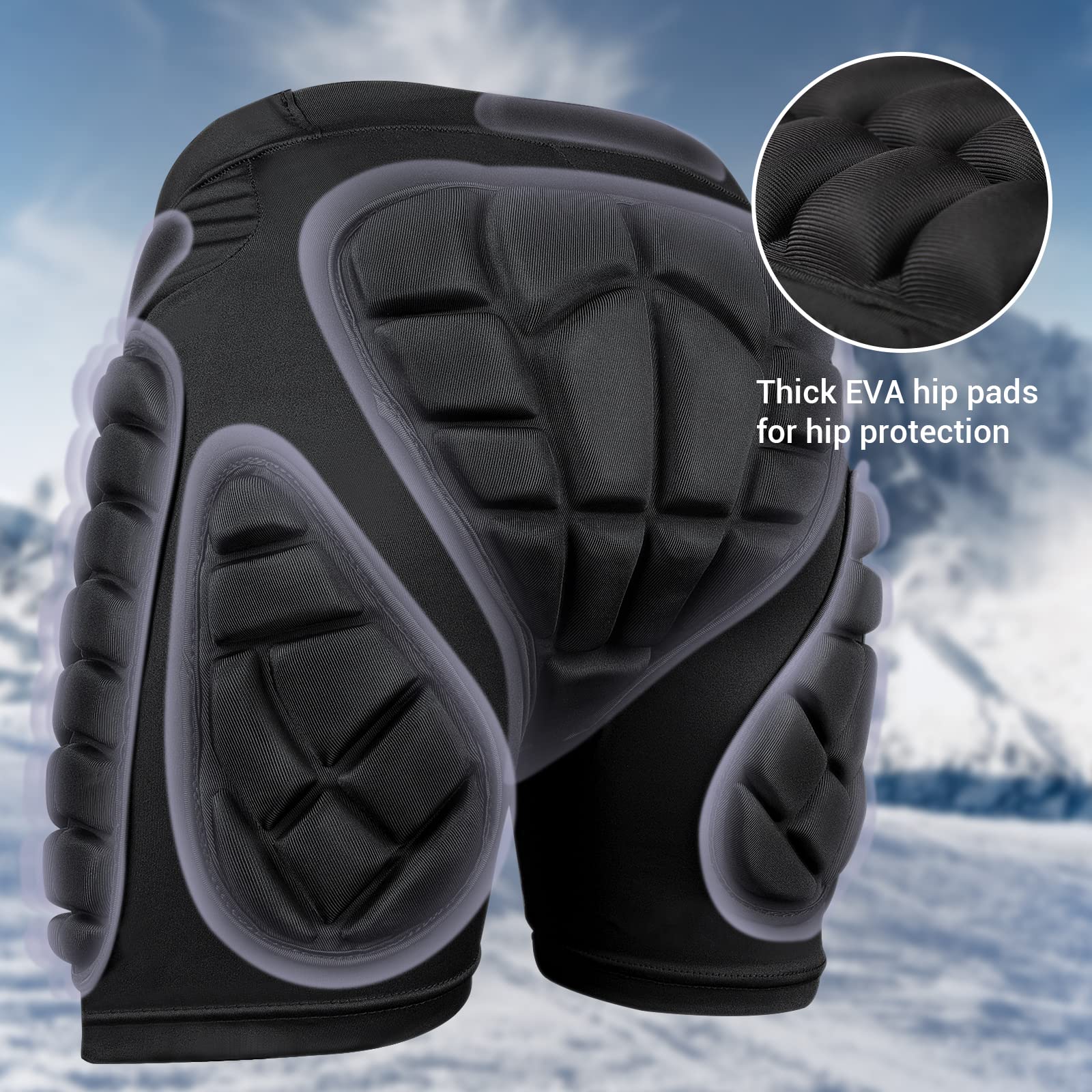 Cienfy 3D Hip Protection Eva Butt Pads Protective Padded Shorts Crash Pad Impact Gear for Skiing Skating Snowboarding Skateboarding (XX-Large)