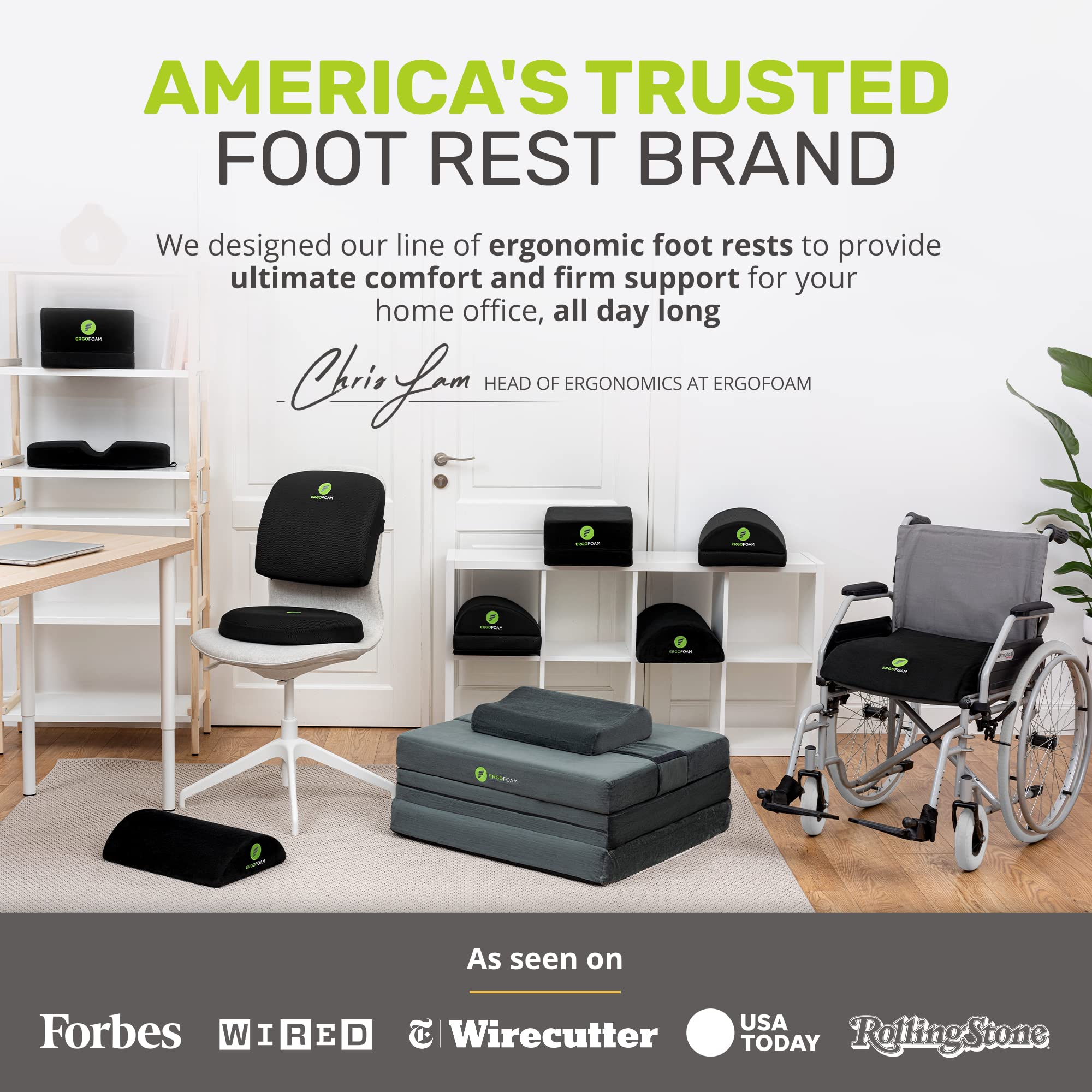 Ergonomic Foot Rest Under Desk - Premium Velvet Soft Foam Footrest for Desk - Most Comfortable Desk Foot Rest in The World - Non-Slip Bottom - Foot