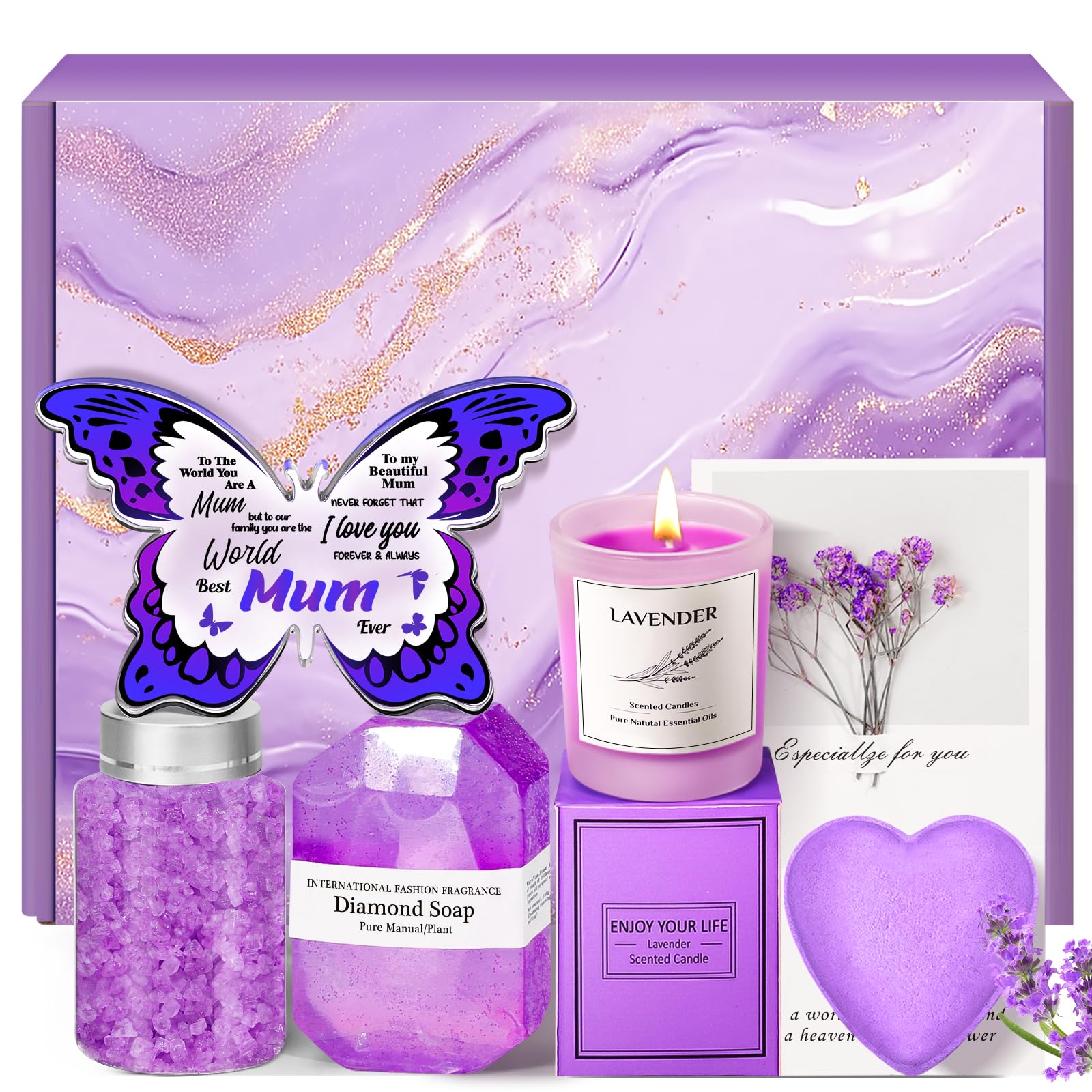 Mothers Day Gifts for Mum: Eletorot Personalised Mum Birthday Gifts from Daughter Son, Candle Bath Hamper Basket Set, Best Mum Presents Ideas, Pamper