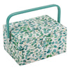 Hobby Gift Exclusive Medium Sewing Craft Hobby Storage Box, Accessories Tray Pin Cushion Pocket PVC Handle 18.5 x 25.5 x 14.5cm, Eucalyptus