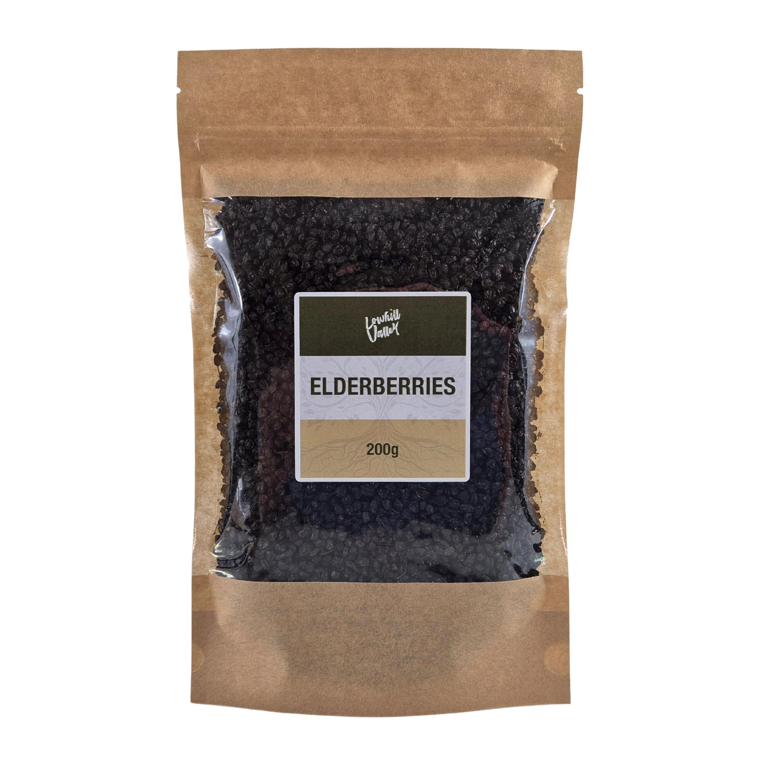 Lowhill Valley Elderberries ? Whole Dried Sambucus Nigra Berries for Immune Support, Respiratory and Digestive Aid - Deep Fruity Flavour - 100%
