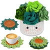 ENCHOL Crochet Kit for Beginners, Coasters Crochet Kit, Beginners Crochet Kit with Yarn, Crochet Hook, Step-by-Step Video Tutorials, Crochet Starter