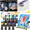 Nicpro 34PCS Painting Set with Pattern Canvas, Art Painting Supplies Kit with 12 Acrylic Paints,10 Brushes,6 Canvas Panels,Table Easel,Paper Pad,Color