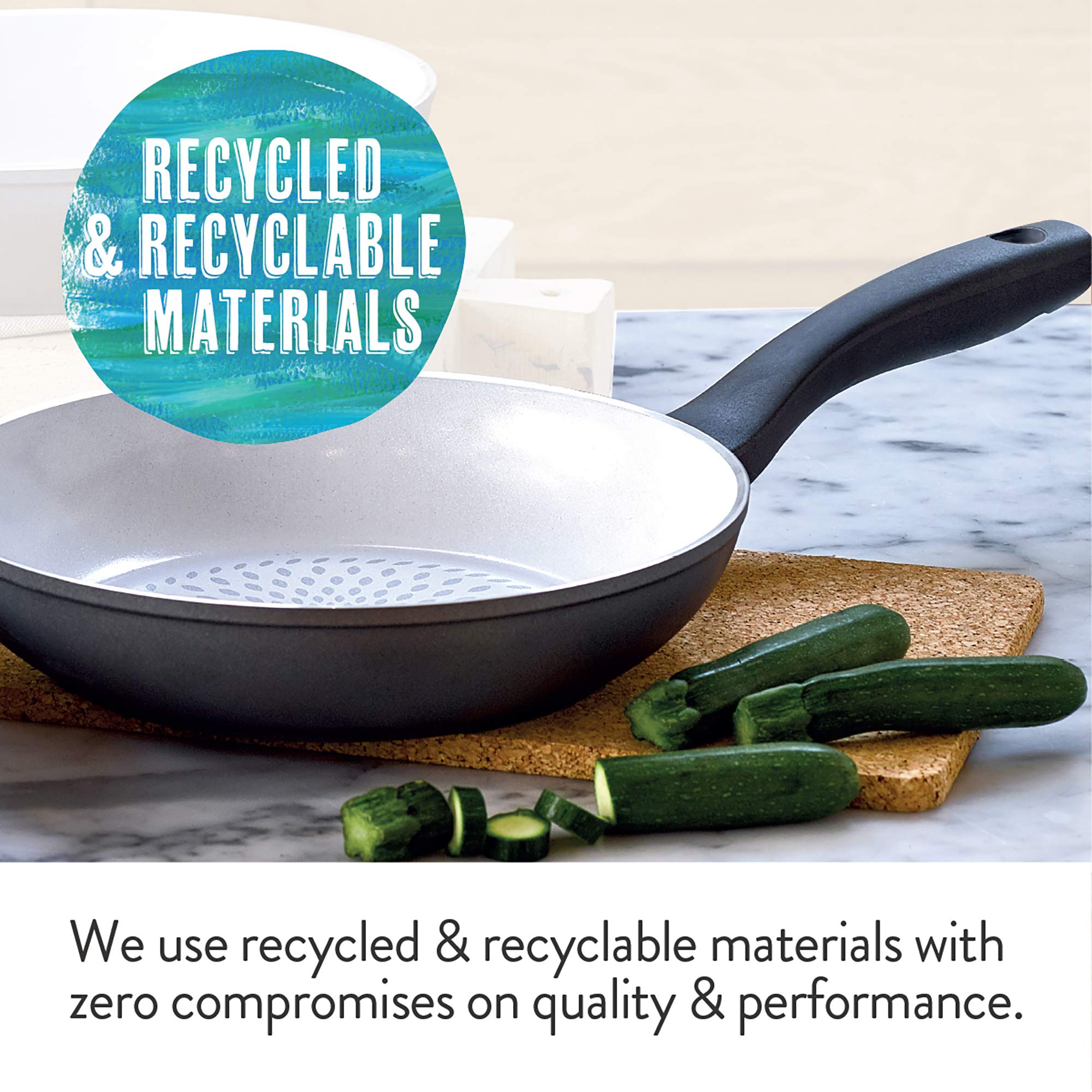 Prestige Earth Pan Ceramic Frying Pan Set Non Stick - Induction Frying Pans 20cm & 28cm, Non Toxic Cookware, Dishwasher Safe, Made in Italy, Grey