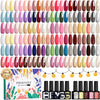 Phoenixy Gel Nail Polish - 60pcs 7ml Gel Nail Polish Set UV Soak-off Nail Polish with Base Coat and Glossy Matte Glitter Top Coat Nail Varnish Sets