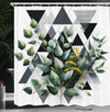 ABAKUHAUS Eucalyptus Leaves Shower Curtain, Meadow Bouquet, Cloth Fabric Bathroom Decor Set with Hooks, 175 x 200 cm, Dark Blue Grey Green