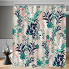 Lerores Shower Curtain, 180 x 200 cm, Blue Grass Flower Motif, Weighted Hem, Anti-Mould, Water-Repellent, Washable Polyester Bath Curtains with 12
