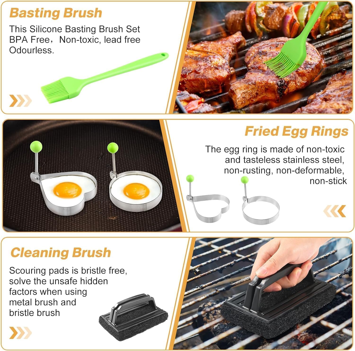 zycBernoi Griddle Accessories Kit, 20 PCS Flat Top Grill Accessories for Blackstone Camp Chef, Metal Spatula Set with Burger Press,Basting