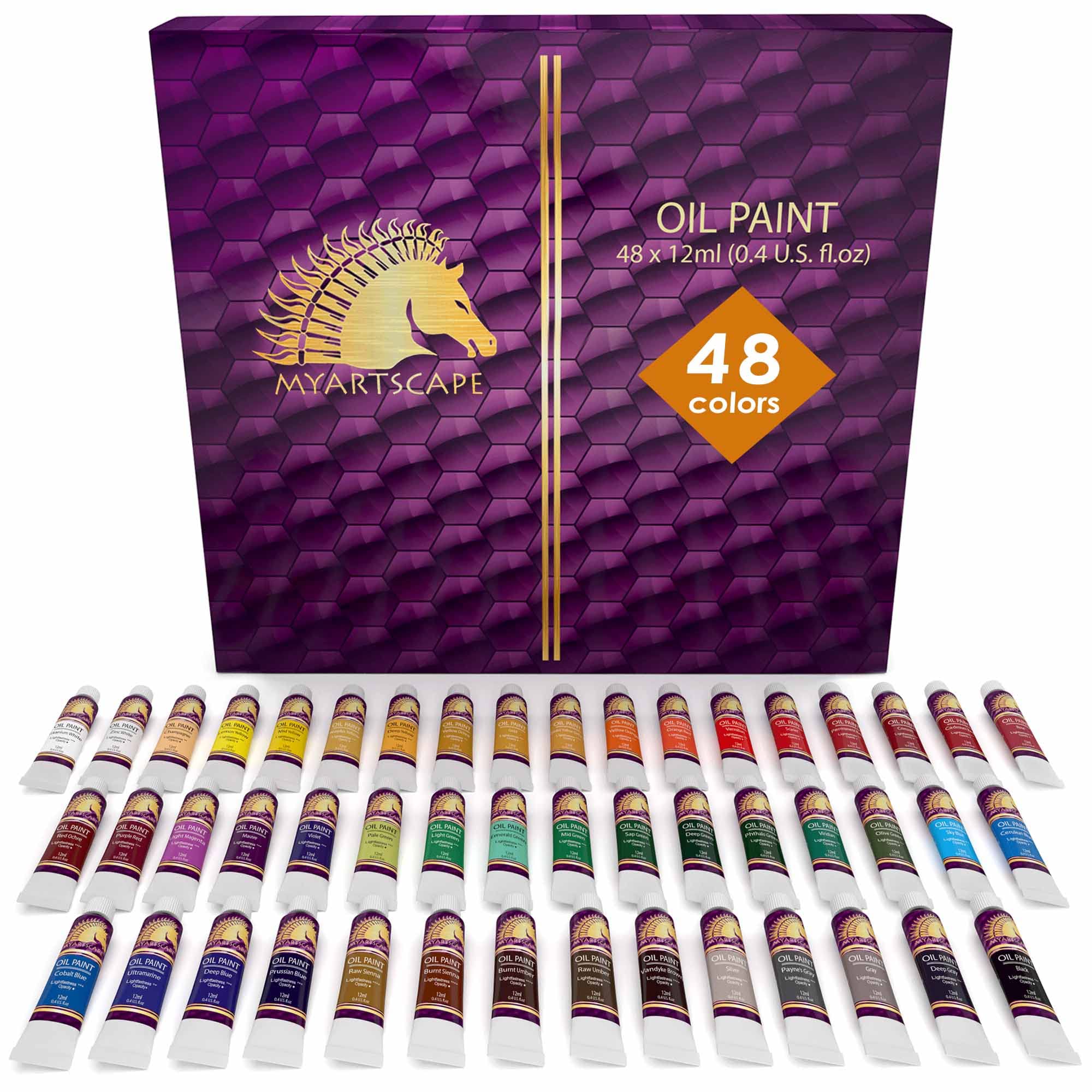Myartscape Oil Paint Set - 12ml x 48 Tubes - Lightfast - Heavy Body - Highly Pigmented Oil-based Colors - Excellent Coverage - Artist Quality Painting
