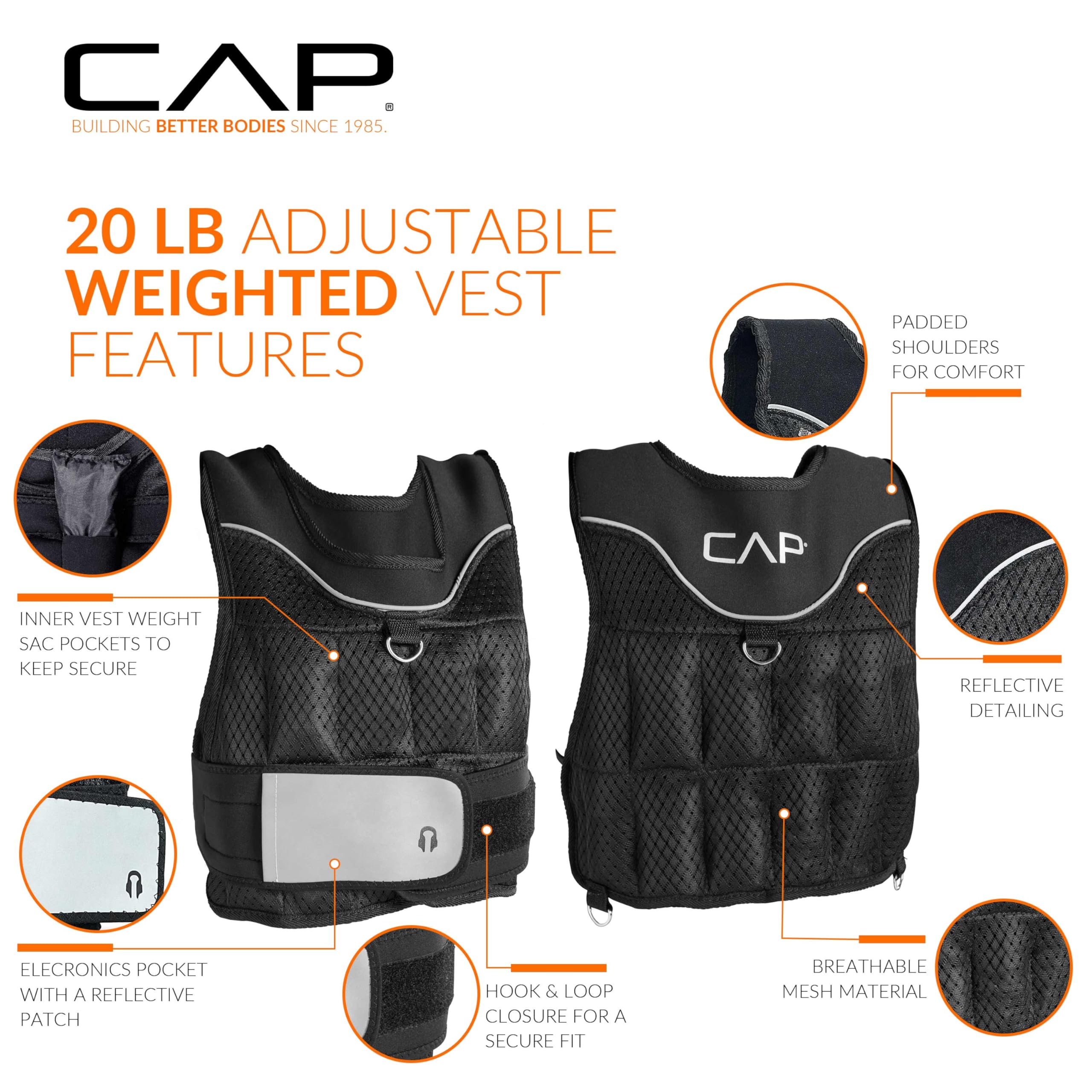 Cap Barbell (HHWV-CB020C Adjustable Weighted Vest, 20-Pound