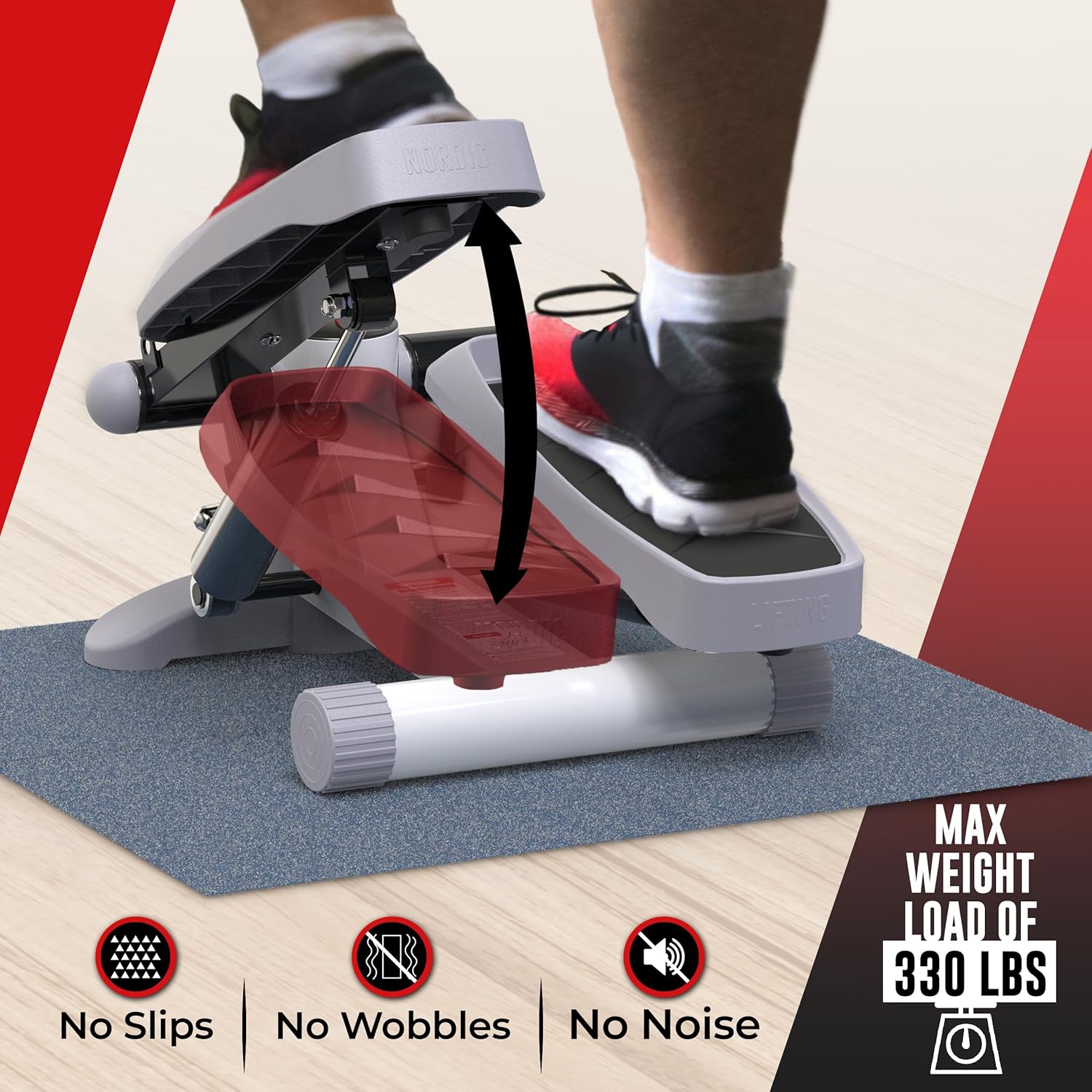 Nordic Lifting Step Machine w/ Resistance Bands & LCD Monitor, Full Body Workout