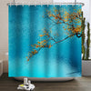 Kzzfqxb 183x213cm Shower Curtains with Plastic Hooks, Deep Blue Lake Ripples and Golden Leaves Scenery Waterproof Polyester Fabric for Bathtub,