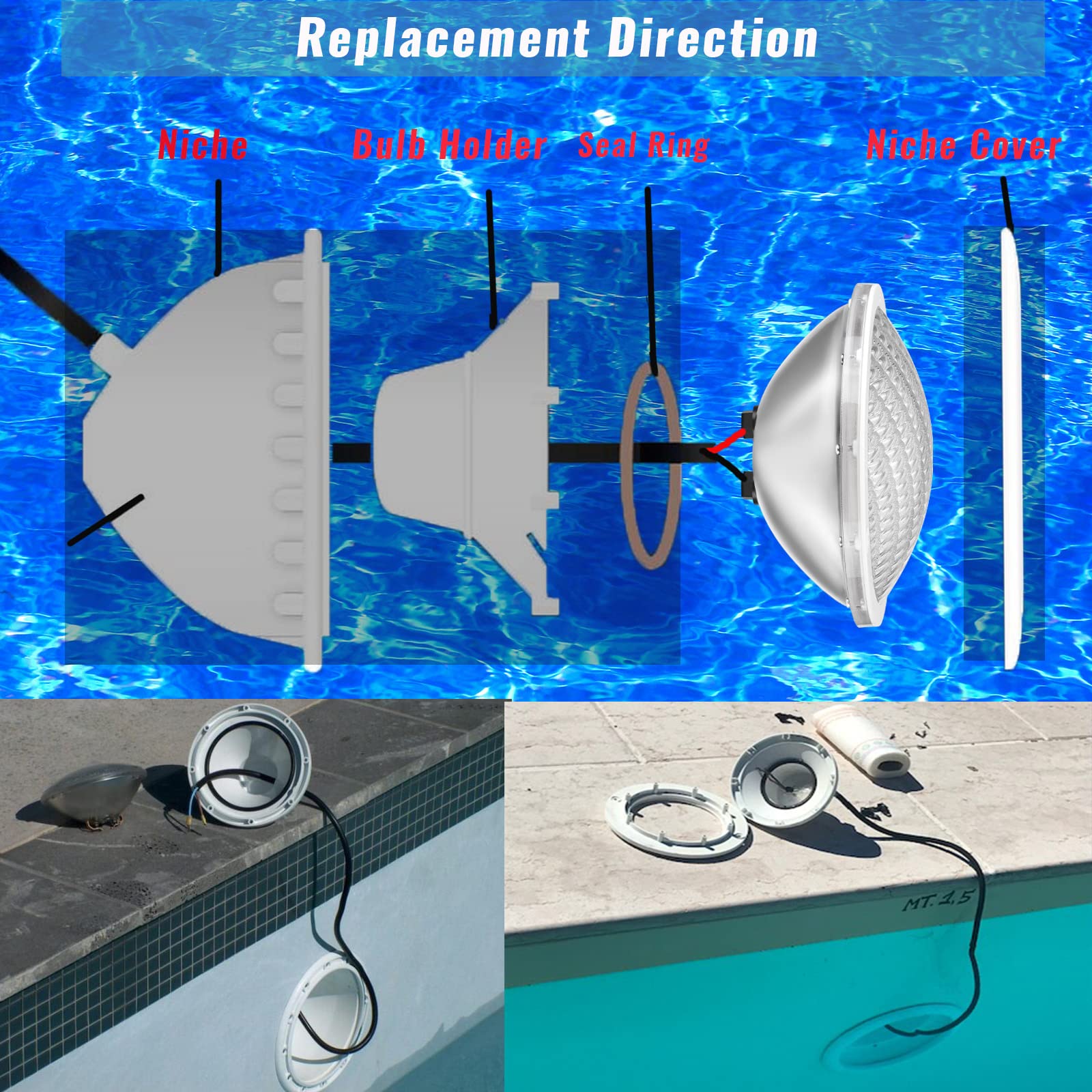 LyLmLe PAR56 Swimming Pool Lights 30W Underwater Lights LED Submersible Waterproof IP68 12V DC/AC,3000K Warm White