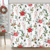 Bonhause Christmas Poinsettia Shower Curtain, Red Xmas Floral Leaves Bathroom Curtain 180 x 180 cm Waterproof Mildew and Mould Resistant Polyester