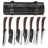 HOSHANHO Butcher Knife Set, Hand Forged Butcher Chef Knife Set with Roll Bag, Sharp Meat Cleaver Bone Chopper Fillet Knife for Home & Camping & BBQ