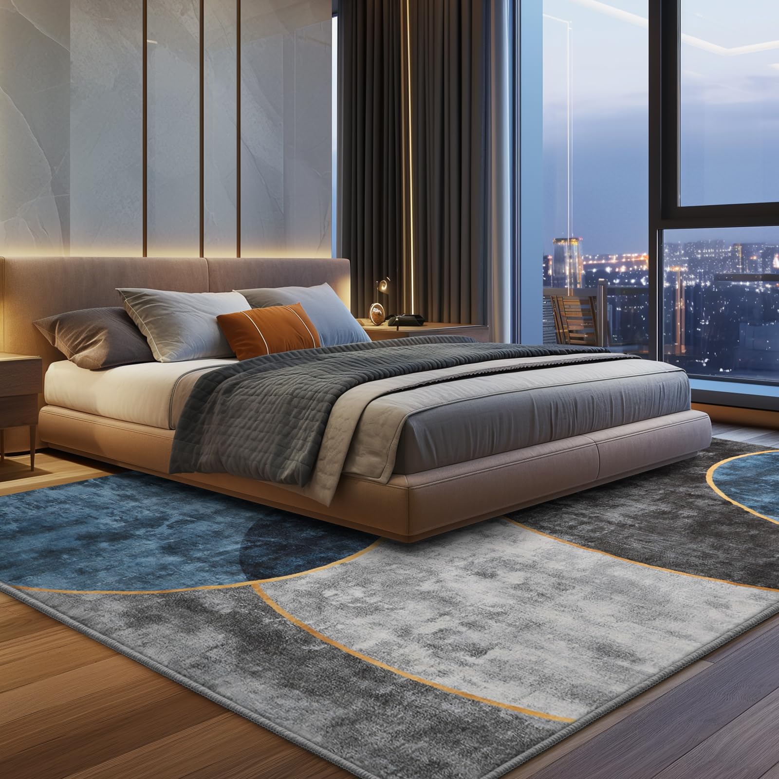 Sour Lemon Rugs Living Room Large 160x230 - Machine Washable Rug - Area Rugs for Bedroom - Large Boho Rug Vintage Rugs Anti Slip Fluffy Carpet for