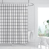FSZhenZuan Shower Curtain 200 x 200 cm Drop Water Repellent Anti Mould Wet Room Shower Curtain with Hooks Washable Polyester Fabric White Grid