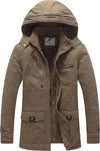 Men's Thickened Fleece Parka Jacket With Removable Hood Size S Insulated