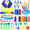Yetech Kids Washable Finger Paints Set with 10 colors Non-Toxic Pigment(60ml), Waterproof Apron, Brushes, Finger Paint Pad, Toddlers Kids Painting Set