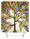 X-Labor Polyester Shower Curtain with Anti-Mould Waterproof Textile Fabric for Bathroom 240*200cm (BxH) Colourful Tree