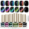 SUPWEE Magnetic Nail Polish Set, 5 colour Holographic Glitter Cat Eye Nail Polish Non Gel with Magnet Black Primer Air Drying Fast Fingernail Lacquer