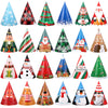 Harrycle 24 Pcs Christmas Party Hats Paper Xmas Tree Reindeer Santa Snowman Elf Cone Hat Christmas Photo Props Party Favors (Cute Style)
