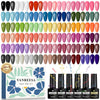 VANREESA Gel Nail Polish Set, 45+5 PCS Classic White Black Red Glitter Pink Blue Gel Polish Set with Base Top Coat Suitable for All Seasons Soak Off