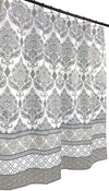 Serafina Home Grey Taupe White Fabric Shower Curtain: Floral Damask with Geometric Border Design (Darian)