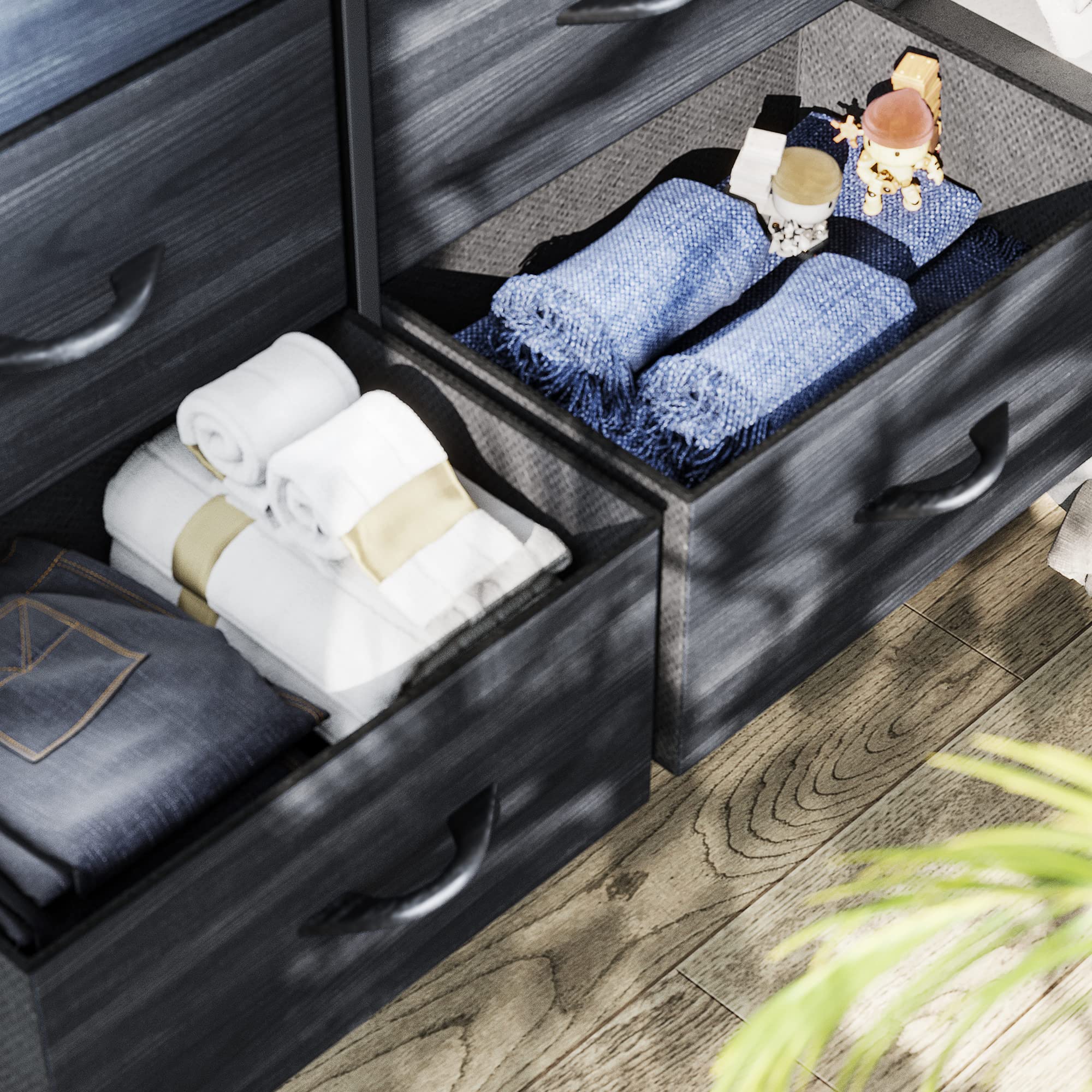 YITAHOME Chest of Drawer with 8 Drawers for Bedroom Fabric Dresser Storage Drawers With Handles Metal Frame for Living Room, Hallway,Charcoal Black