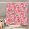 GOOESING Orange Shower Curtain Fruit Citrus Green Leaves Shower Curtain Orange Pink Bathroom Curtain with Hooks Bathroom Decor Washable Durable