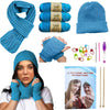 Kaaper Knitting Kit for Beginners Adults, Learn to Knit Crochet Starter Kit for Scarves, Hats & Gloves in Blue with Instruction Booklet, Wool Yarn,