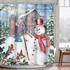 AIBIIN Christmas Shower Curtain Set with 12 Hooks Winter Outdoor Snowman Snowflake Snow Pine Tree Bathroom Curtain Durable Waterproof Fabric Home