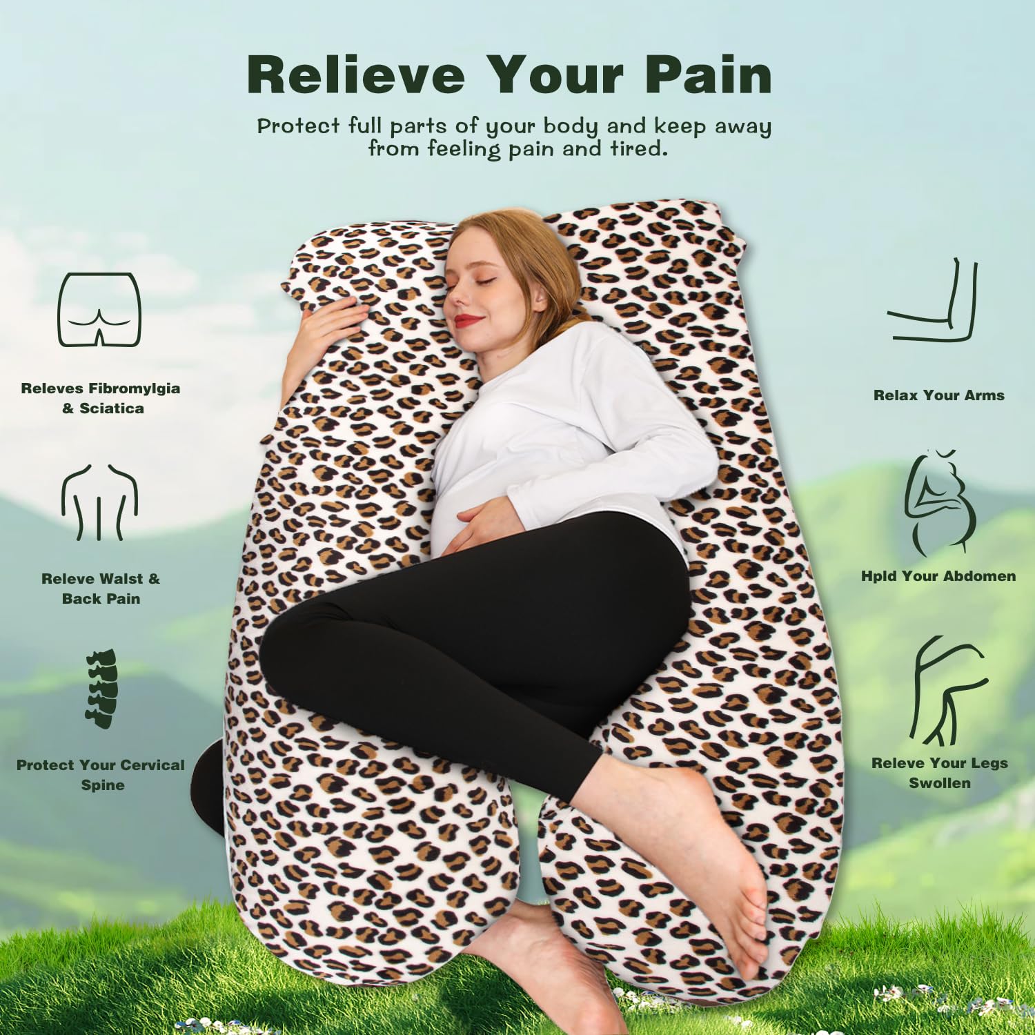 Chilling Home Pregnancy Pillow, 55 inches Maternity Pillow for Pregnant Women, U Shaped Full Body Pillow Pregnancy Pillows for Sleeping with Washable