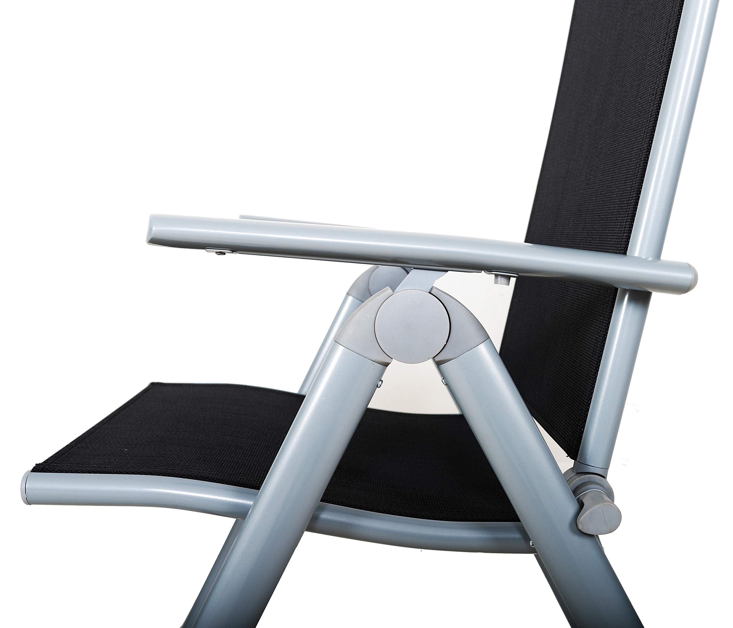 Chicreat 80510 High-Back Folding Camping Chair, Grey/Black, Aluminium, 67 x 59 x 113 cm