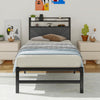 ARFARLY Bed Frame Single Bed Frame with Storage Headboard 90 x 200 cm Bed 90 x 200 cm