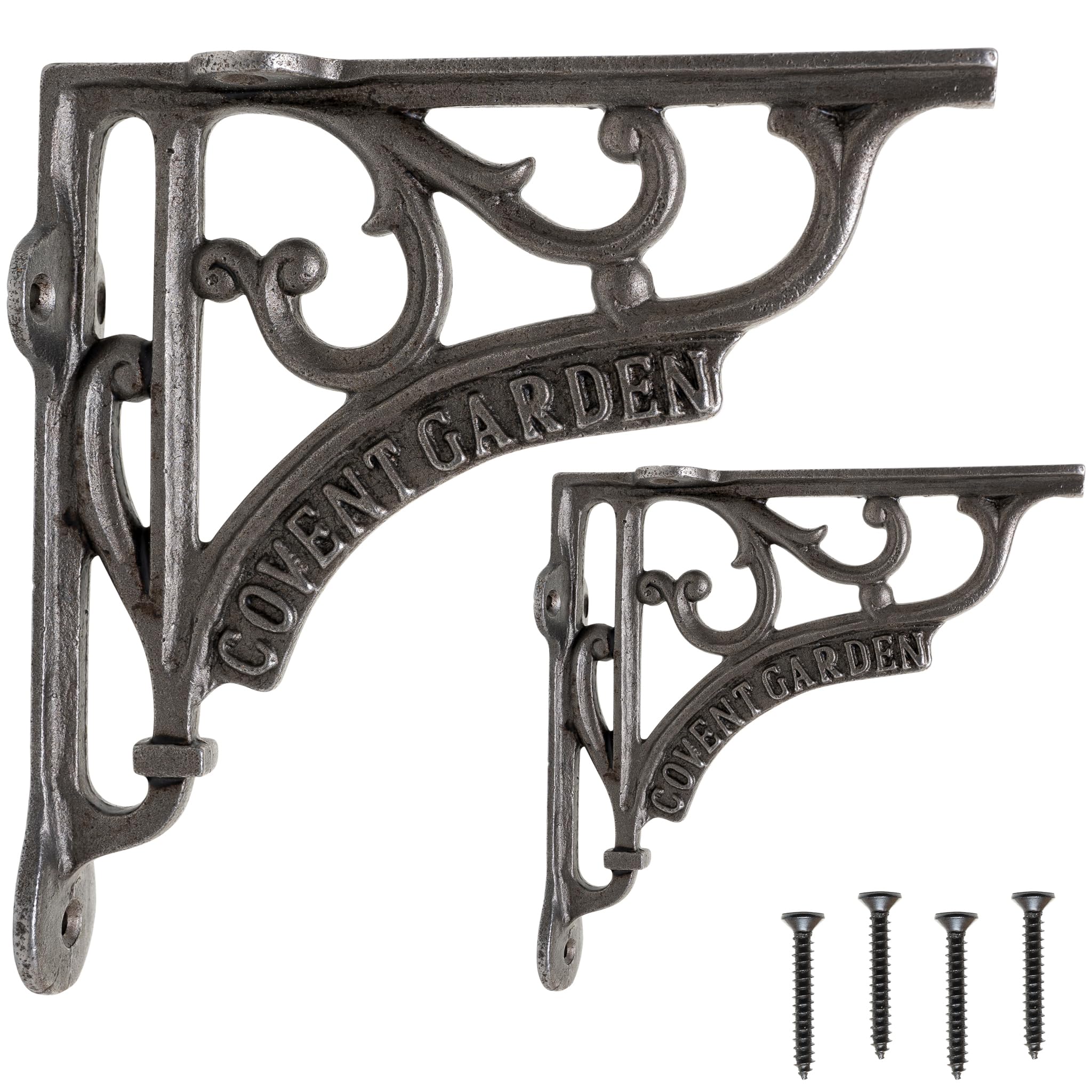 EDUWURXS Industrial Cast Iron Shelf Brackets 6x6? | Heavy Duty Wall Brackets for Shelves (Pack of 2) | Rustic Shelf Supports for Kitchen, Living Room