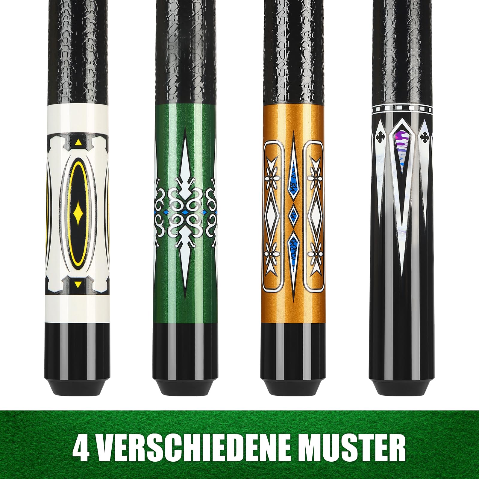 ASMPCUE Pool Cue, 58 Inch Billiard Cue Set of 4pcs 19 oz Hardwood Pool Cue 13 mm Tips for Professional Billiard Players, 1/2 Cue Sticks for Billiard