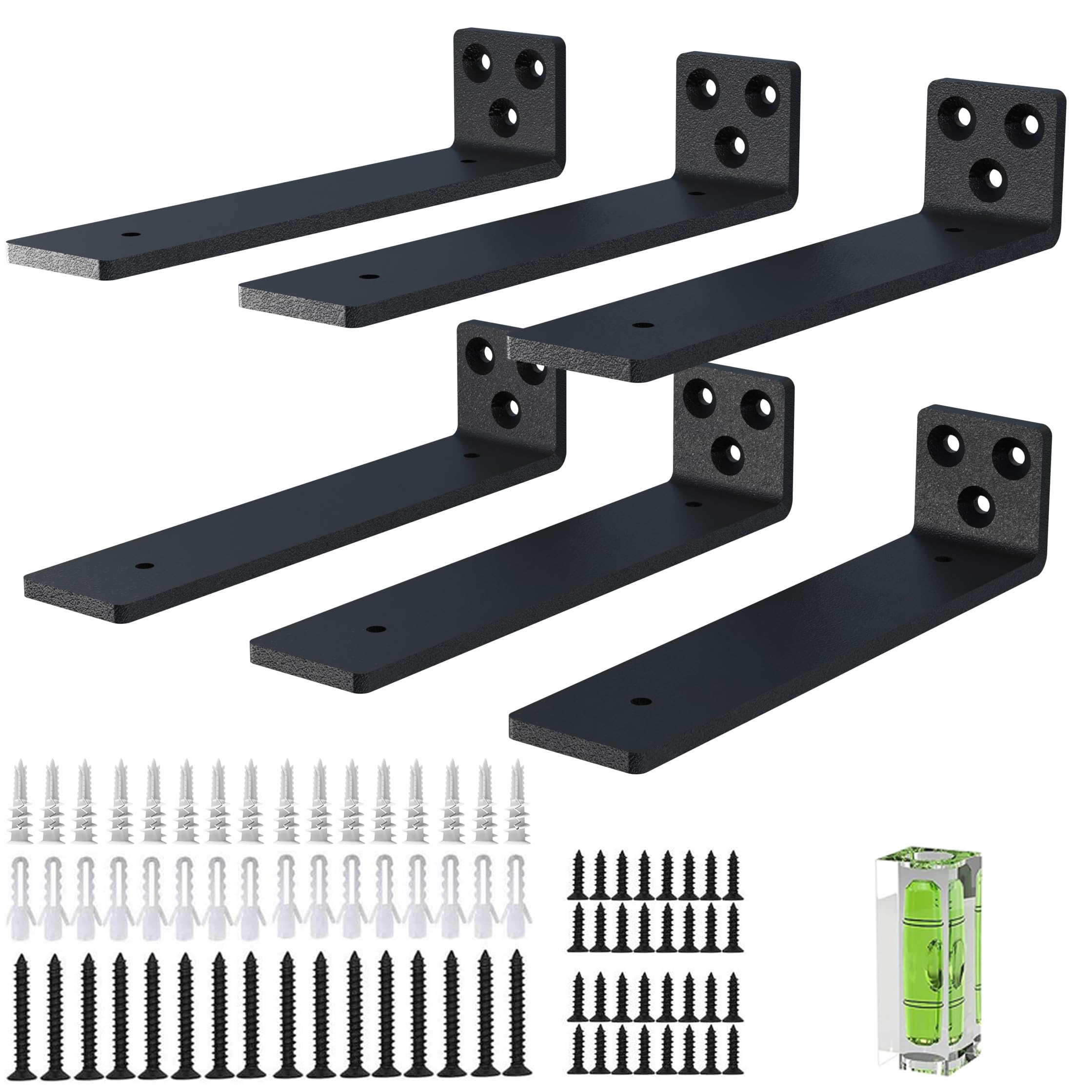 Heavy Duty Industrial 15cm Hidden Shelf Brackets - 5mm Thick Iron, 6 Pack With Modern Rustic Finish