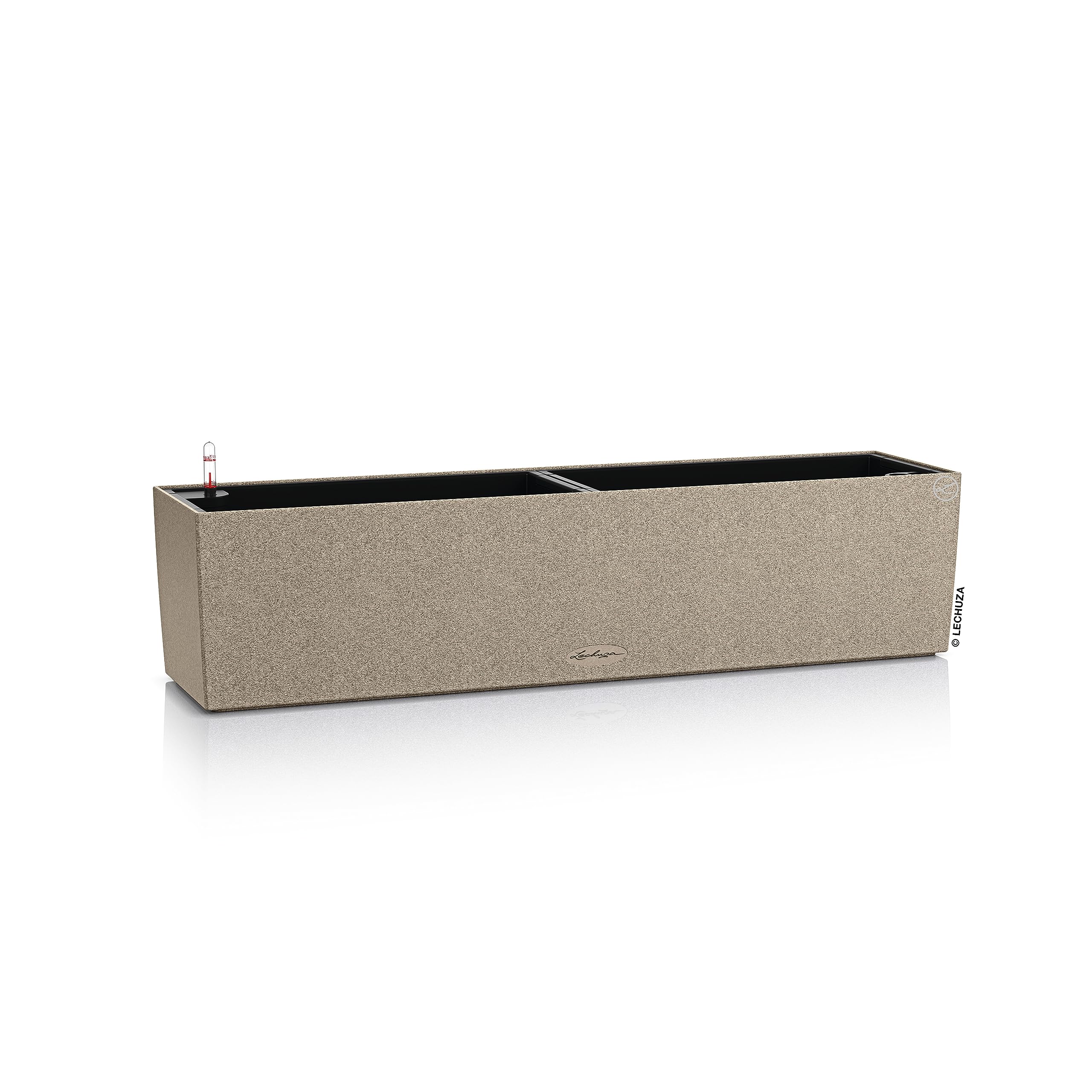Lechuza BALCONERA Stone 80 Self Watering Planter Plastic Indoor/Outdoor Flower Plant Pot Table and Window Box with Drainage Hole H19 L79 W19 cm Sand